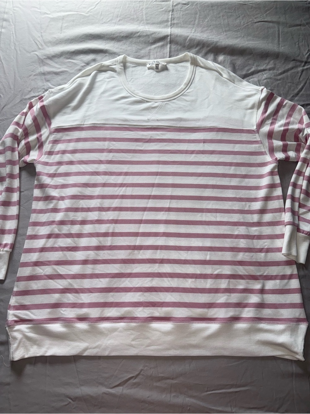 Workshop Republic Clothing White and Pink Striped Knit Top